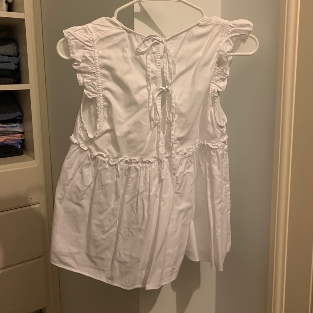 Zara White Ruffle Tank (size XS) - Picture 3 of 4